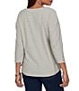 Ruby Rd. Knit Stripe Boat Neck 3/4 Sleeve Top - Image 2