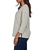 Ruby Rd. Knit Stripe Boat Neck 3/4 Sleeve Top - Image 4