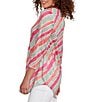 Ruby Rd. Knit Stripe Crew Neck 3/4 Sleeve Asymmetric Hem Top, Color:Bay Leaf/Multi - Image 3