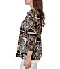 Ruby Rd. Knit Tropical Patchwork Print Scoop Neck 3/4 Sleeve Top - Image 4