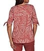 Ruby Rd. Leaf Print Square Neck Elbow Tie Sleeve Top - Image 2