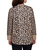 Ruby Rd. Leopard Ribbed Crew Neck Long Sleeve Top, Color:Tan Heather Multi - Image 2