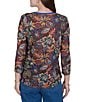Ruby Rd. Light Weight Knit Textured Floral Scoop Neck 3/4 Sleeve Top - Image 2