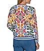Ruby Rd. Lightweight Knit Bold Floral Striped Trim Boat Neck Long Sleeve Sweater - Image 2