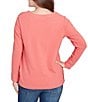 Ruby Rd. Luxe Rib Knit V-Neck Long Sleeve Popover Top, Color:Bright Coral - Image 2