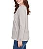 Ruby Rd. Luxe Rib Knit V-Neck Long Sleeve Popover Top, Color:Gray Heather - Image 3