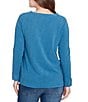Ruby Rd. Luxe Rib Knit V-Neck Long Sleeve Popover Top, Color:Lake Blue - Image 2
