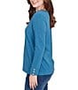 Ruby Rd. Luxe Rib Knit V-Neck Long Sleeve Popover Top, Color:Lake Blue - Image 3