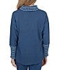 Ruby Rd. Luxe Ribbed Knit Combo Fair Isle Trim Cowl Neck Long Sleeve Sweater - Image 2