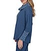 Ruby Rd. Luxe Ribbed Knit Combo Fair Isle Trim Cowl Neck Long Sleeve Sweater - Image 3
