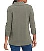 Ruby Rd. Luxe Ribbed Knit Y-Neck 3/4 Sleeve Coordinating Top, Color:Loden - Image 2