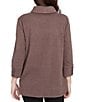 Ruby Rd. Luxe Ribbed Knit Y-Neck 3/4 Sleeve Coordinating Top, Color:Espresso - Image 2