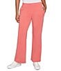 Ruby Rd. Luxe Ribbed Textured Pull-On Pants, Color:Bright Coral - Image 1
