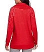 Color:Lipstick - Image 2 - Metallic Detail Cowl Neck Embellished Sleeve Pullover Sweater