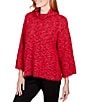 Color:Multi - Image 3 - Metallic Detailing Cozy Cowl Neck 3/4 Sleeve Fuzzy Sweater