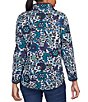 Color:Slate Grey Multi - Image 2 - Mixed Animal Floral Print Piped Trim Zip-Up Jacket