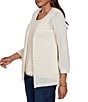 Ruby Rd. Mixed Knit 3/4 Sleeve Crochet Lace Open-Front Coordinating Cardigan - Image 3