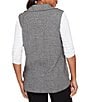 Ruby Rd. Mixed Media Drawstring Waist Button-Front Quilted Vest, Color:Charcoal Heather - Image 2