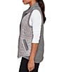 Ruby Rd. Mixed Media Drawstring Waist Button-Front Quilted Vest, Color:Charcoal Heather - Image 3