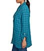 Ruby Rd. Notch Lapel Collar Long Roll-Tab Sleeve Open-Front Tweed Jacket, Color:Teal Multi - Image 3
