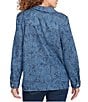 Ruby Rd. Paisley Point Collar Long Sleeve Button-Front Jacket, Color:Dark Indigo Combo - Image 2
