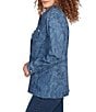 Ruby Rd. Paisley Point Collar Long Sleeve Button-Front Jacket, Color:Dark Indigo Combo - Image 3