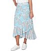 Color:Aruba Multi - Image 3 - Paisley Tile Print Ruffle Hem Pull-On Skirt