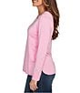Ruby Rd. Petite Size Size Embellished Sparkle Crew Neck Long Sleeve Knit Sweater, Color:Pink - Image 3