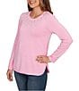 Ruby Rd. Petite Size Size Embellished Sparkle Crew Neck Long Sleeve Knit Sweater, Color:Pink - Image 4