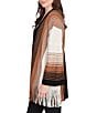 Ruby Rd. Petite Size Soft Textured Striped 3/4 Sleeve Fringe Hem Open-Front Cardigan, Color:Tan Multi - Image 3