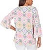 Ruby Rd. Petite Size Allover Medallion Lace Inset Knit Top - Image 2