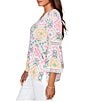 Ruby Rd. Petite Size Allover Medallion Lace Inset Knit Top - Image 3