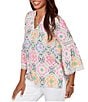 Ruby Rd. Petite Size Allover Medallion Lace Inset Knit Top - Image 4