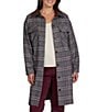 Ruby Rd. Petite Size Basket Weave Brushed Plaid Faux Leather Collar Long Sleeve Button Front Jacket - Image 1