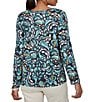 Ruby Rd. Petite Size Brushed Knit Painterly Flourishes Round Neck Long Sleeve Top - Image 2