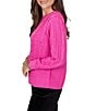 Ruby Rd. Petite Size Cable Knit Boucle Crew Neck Long Sleeve Sweater - Image 3