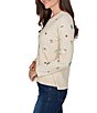 Ruby Rd. Petite Size Cable Knit Embroidered Christmas Motif Crew Neck Long Sleeve Sweater - Image 3