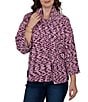 Ruby Rd. Petite Size Chenille Knit Space Dye Draped 3/4 Sleeve Sweater - Image 1