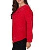Ruby Rd. Petite Size Chenille Shimmer Knit V-Neck Long Sleeve Sweater - Image 3