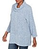 Ruby Rd. Petite Size Chenille Space-Dye Cowl Neck 3/4 Sleeve Top, Color:Bluebell Multi - Image 4