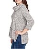 Ruby Rd. Petite Size Chenille Space-Dye Cowl Neck 3/4 Sleeve Top, Color:Black Multi - Image 3