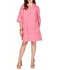 Ruby Rd. Petite Size Collared Neck 3/4 Sleeve Floral Eyelet Shift Dress - Image 1