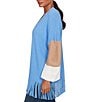 Ruby Rd. Petite Size Colorblock Long Sleeve Fringe Hem Open-Front Cardigan Sweater, Color:Ivory Multi - Image 3