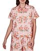Ruby Rd. Petite Size Coordinating Floral Eyelet Point Collar Short Sleeve Button Front Camp Shirt - Image 1