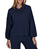 Ruby Rd. Petite Size Coordinating Premium Ribbed Knit Cowl Neck Long Bubble Sleeve Top - Image 1
