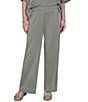 Ruby Rd. Petite Size Coordinating Snow -Washed French Terry Relaxed Pull-On Pants - Image 1