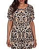 Ruby Rd. Petite Size Coordinating Textured Woven Modern Damask Scoop Neck Short Sleeve Top - Image 1