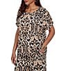 Ruby Rd. Petite Size Coordinating Textured Woven Modern Damask Scoop Neck Short Sleeve Top - Image 4