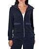 Ruby Rd. Petite Size Coordinating Velveteen Portrait Collar Long Sleeve Zip Front Jacket - Image 4