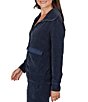Ruby Rd. Petite Size Coordinating Velveteen Portrait Collar Long Sleeve Zip Front Jacket - Image 6